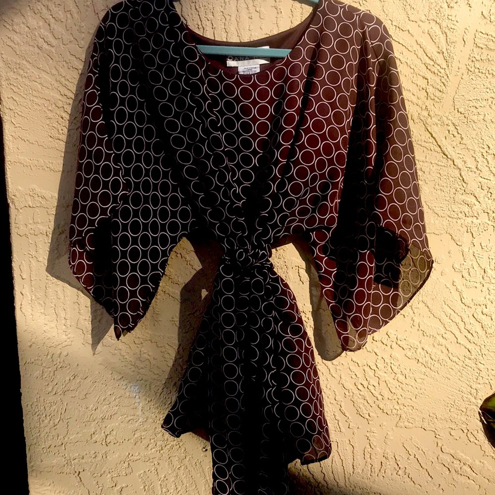 Versatile Chocolate Brown Dana Kay Top w/ scarf belt